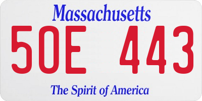 MA license plate 5OE443
