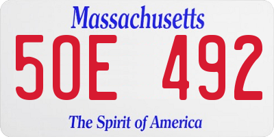 MA license plate 5OE492