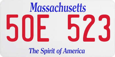 MA license plate 5OE523