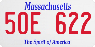 MA license plate 5OE622