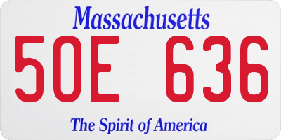 MA license plate 5OE636