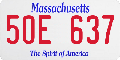 MA license plate 5OE637