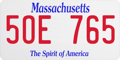 MA license plate 5OE765