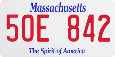 MA license plate 5OE842