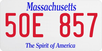 MA license plate 5OE857