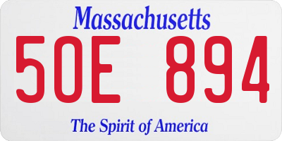 MA license plate 5OE894