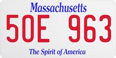 MA license plate 5OE963