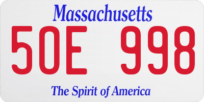MA license plate 5OE998
