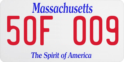 MA license plate 5OF009