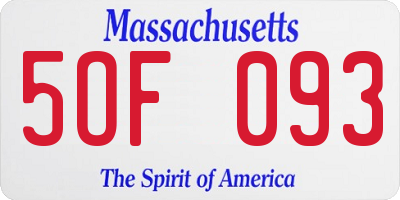 MA license plate 5OF093
