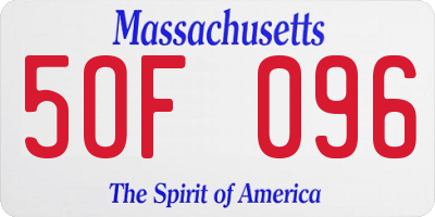MA license plate 5OF096