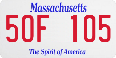 MA license plate 5OF105