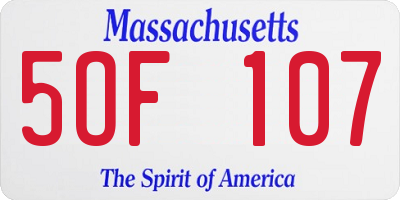 MA license plate 5OF107
