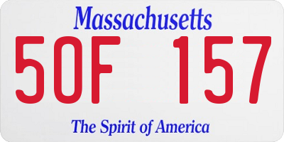 MA license plate 5OF157