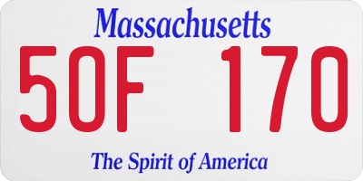 MA license plate 5OF170