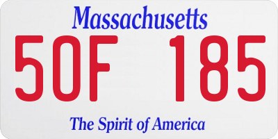 MA license plate 5OF185
