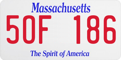 MA license plate 5OF186