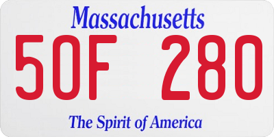 MA license plate 5OF280