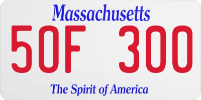 MA license plate 5OF300