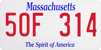 MA license plate 5OF314