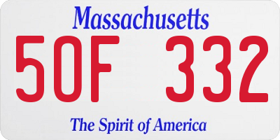 MA license plate 5OF332