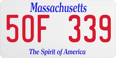MA license plate 5OF339