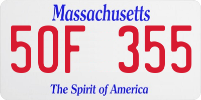 MA license plate 5OF355