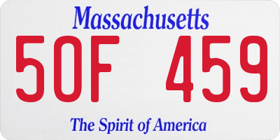 MA license plate 5OF459
