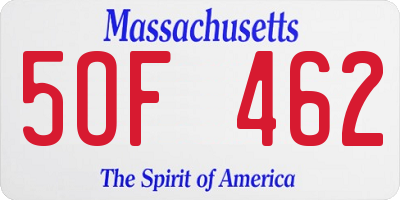 MA license plate 5OF462