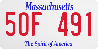 MA license plate 5OF491