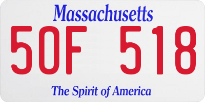 MA license plate 5OF518