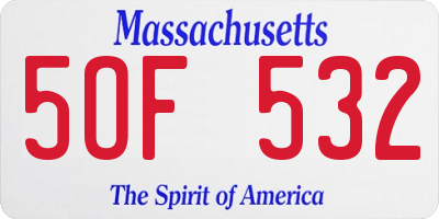 MA license plate 5OF532