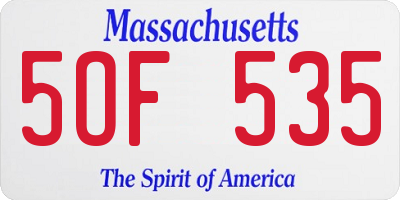MA license plate 5OF535