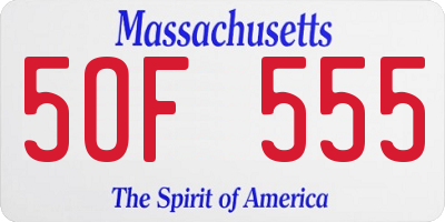 MA license plate 5OF555