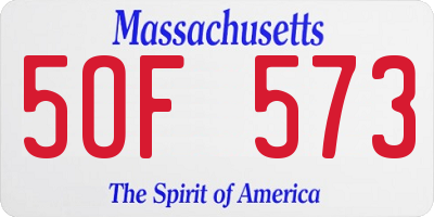 MA license plate 5OF573