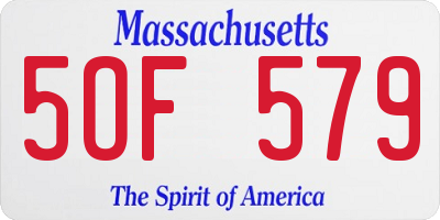 MA license plate 5OF579