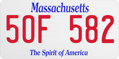 MA license plate 5OF582