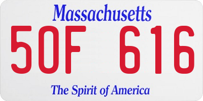 MA license plate 5OF616