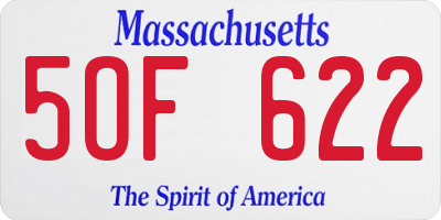 MA license plate 5OF622