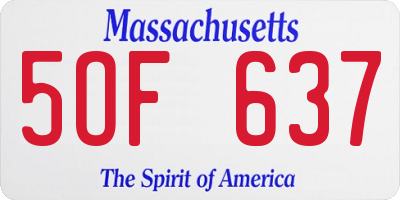 MA license plate 5OF637