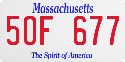MA license plate 5OF677
