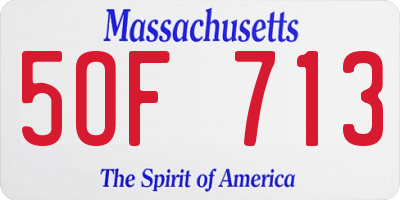 MA license plate 5OF713