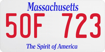 MA license plate 5OF723