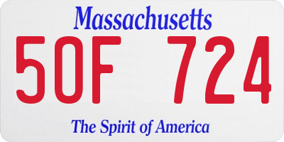 MA license plate 5OF724