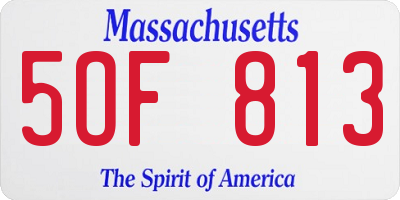 MA license plate 5OF813