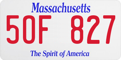 MA license plate 5OF827