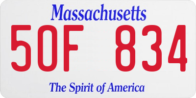 MA license plate 5OF834