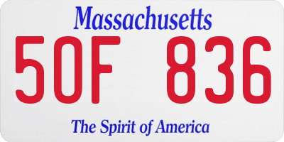 MA license plate 5OF836