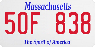 MA license plate 5OF838