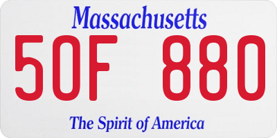 MA license plate 5OF880